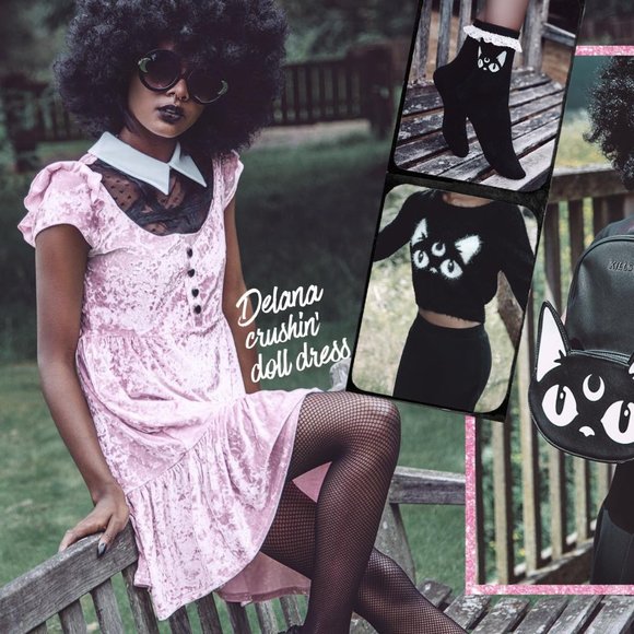 🆕 Killstar "Delana Crushin' Doll" Pink Velvet Babydoll Dress - Picture 7 of 15